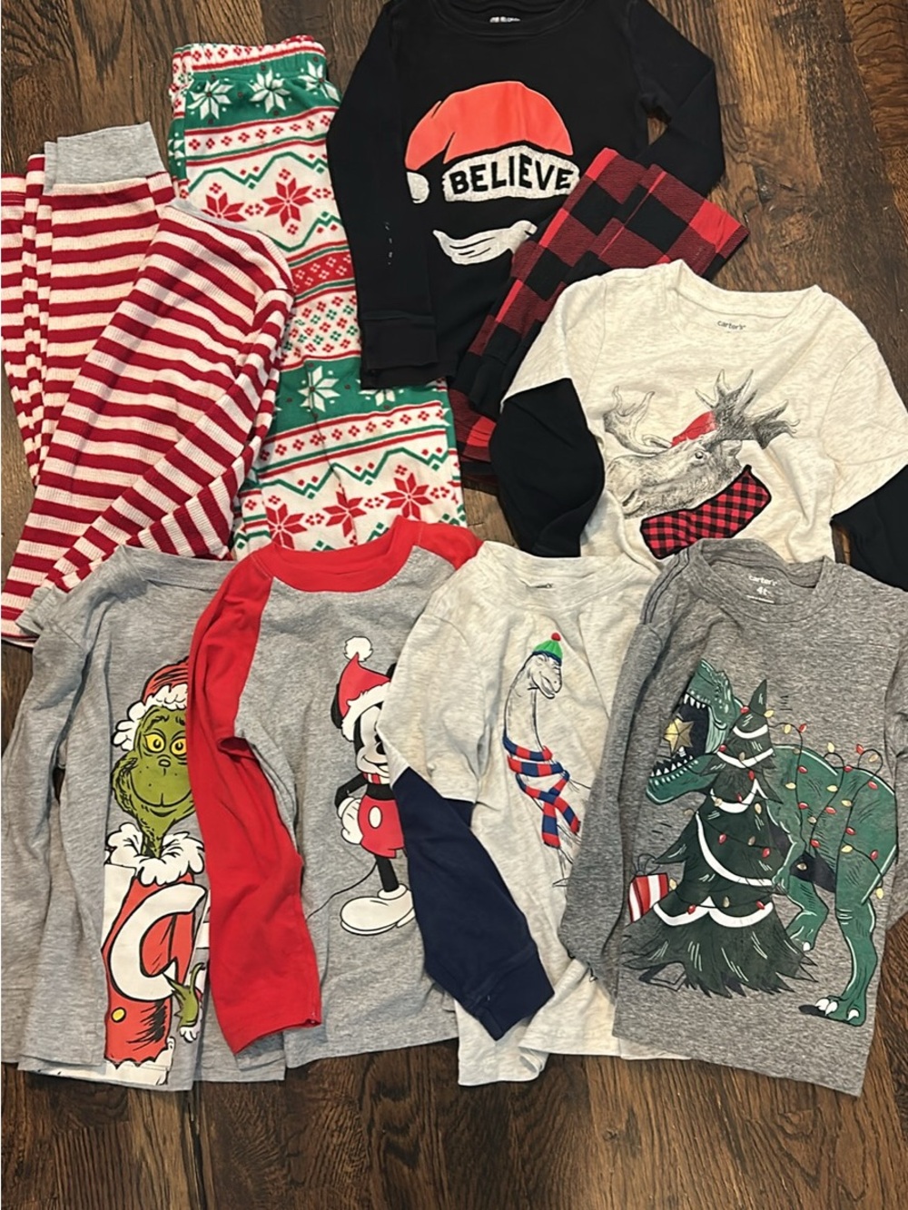 4T Christmas lot - long sleeve shirts + PJs